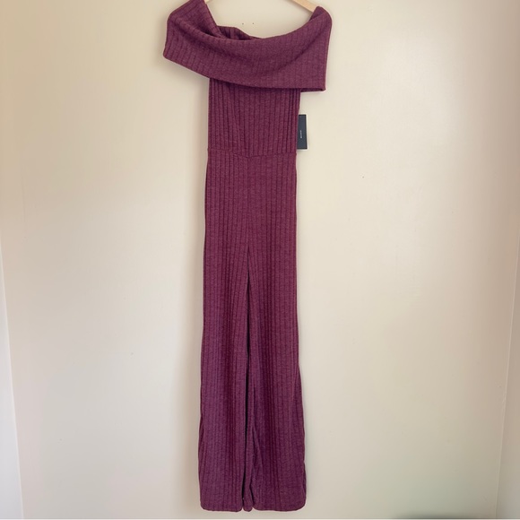 Lulus Always Styling Washed Burgundy Off-the-Shoulder Ribbed Jumpsuit - Picture 13 of 13